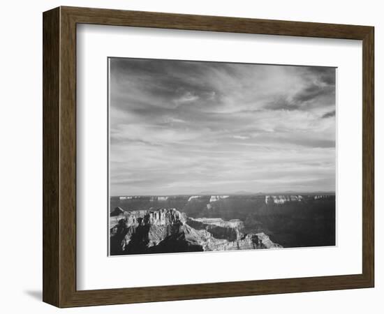 View Of Canyon In Fgnd Horizon Mts & Clouded Sky From North Rim 1941, Grand Canyon NP, Arizona 1941-Ansel Adams-Framed Art Print