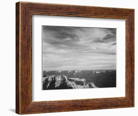 View Of Canyon In Fgnd Horizon Mts & Clouded Sky From North Rim 1941, Grand Canyon NP, Arizona 1941-Ansel Adams-Framed Art Print