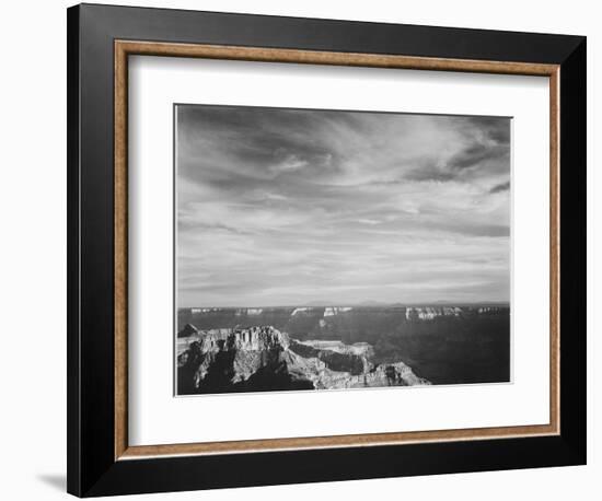 View Of Canyon In Fgnd Horizon Mts & Clouded Sky From North Rim 1941, Grand Canyon NP, Arizona 1941-Ansel Adams-Framed Art Print