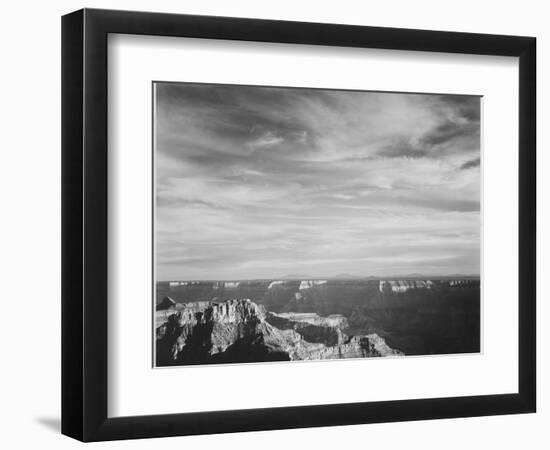 View Of Canyon In Fgnd Horizon Mts & Clouded Sky From North Rim 1941, Grand Canyon NP, Arizona 1941-Ansel Adams-Framed Art Print