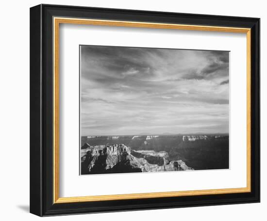 View Of Canyon In Fgnd Horizon Mts & Clouded Sky From North Rim 1941, Grand Canyon NP, Arizona 1941-Ansel Adams-Framed Art Print