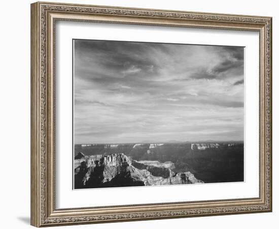 View Of Canyon In Fgnd Horizon Mts & Clouded Sky From North Rim 1941, Grand Canyon NP, Arizona 1941-Ansel Adams-Framed Art Print