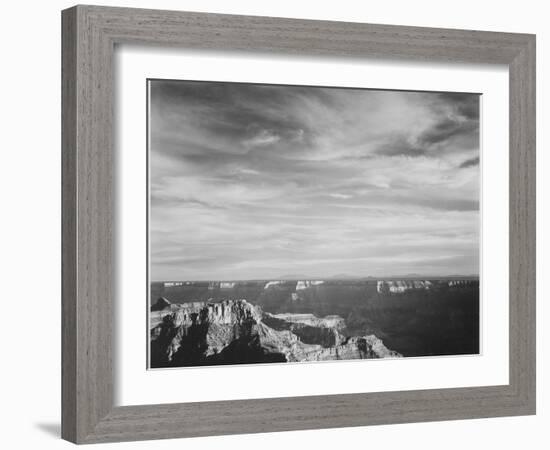 View Of Canyon In Fgnd Horizon Mts & Clouded Sky From North Rim 1941, Grand Canyon NP, Arizona 1941-Ansel Adams-Framed Art Print