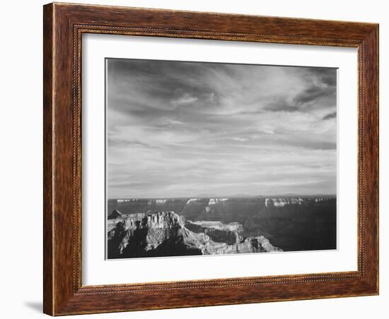 View Of Canyon In Fgnd Horizon Mts & Clouded Sky From North Rim 1941, Grand Canyon NP, Arizona 1941-Ansel Adams-Framed Art Print