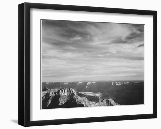 View Of Canyon In Fgnd Horizon Mts & Clouded Sky From North Rim 1941, Grand Canyon NP, Arizona 1941-Ansel Adams-Framed Art Print