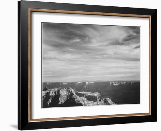 View Of Canyon In Fgnd Horizon Mts & Clouded Sky From North Rim 1941, Grand Canyon NP, Arizona 1941-Ansel Adams-Framed Art Print