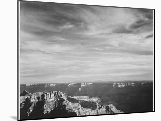View Of Canyon In Fgnd Horizon Mts & Clouded Sky From North Rim 1941, Grand Canyon NP, Arizona 1941-Ansel Adams-Mounted Art Print