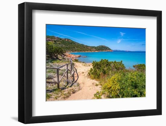 View of Capo Coda Cavallo beach from elevated position, Sardinia, Italy, Mediterranean, Europe-Frank Fell-Framed Photographic Print