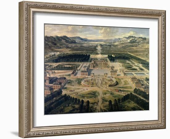 View of Castle and Gardens of Versailles, from Avenue De Paris in 1668-Pierre Patel-Framed Art Print