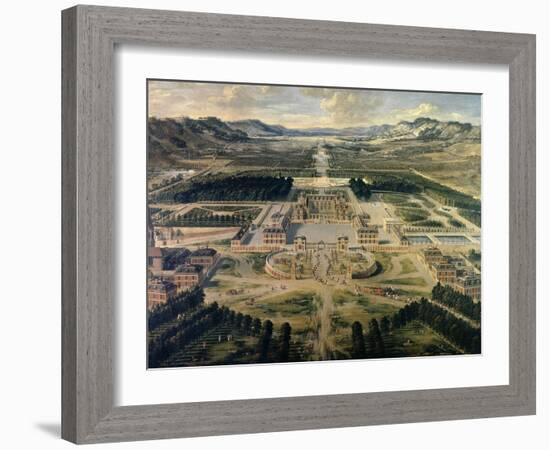 View of Castle and Gardens of Versailles, from Avenue De Paris in 1668-Pierre Patel-Framed Art Print