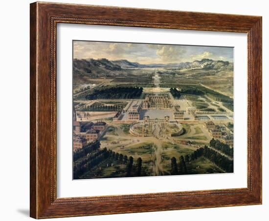 View of Castle and Gardens of Versailles, from Avenue De Paris in 1668-Pierre Patel-Framed Art Print