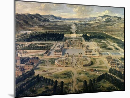 View of Castle and Gardens of Versailles, from Avenue De Paris in 1668-Pierre Patel-Mounted Art Print