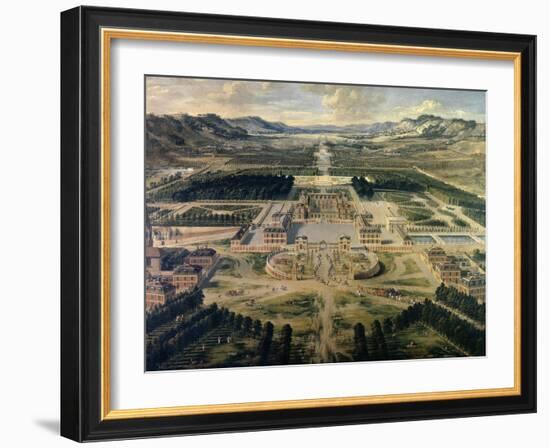 View of Castle and Gardens of Versailles, from Avenue De Paris in 1668-Pierre Patel-Framed Art Print