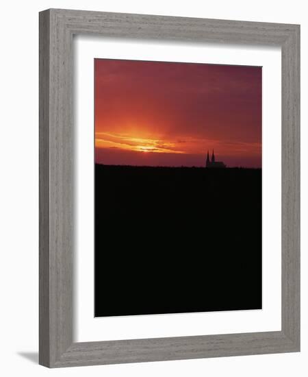 View of Cathedral, Seen Across the Fields of the Beauce Region-null-Framed Giclee Print