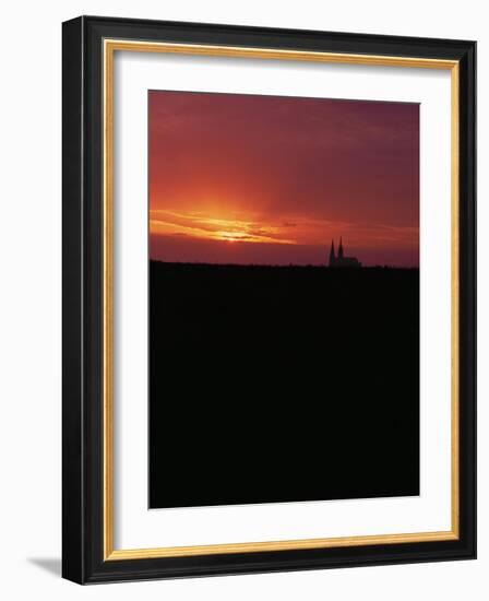 View of Cathedral, Seen Across the Fields of the Beauce Region-null-Framed Giclee Print