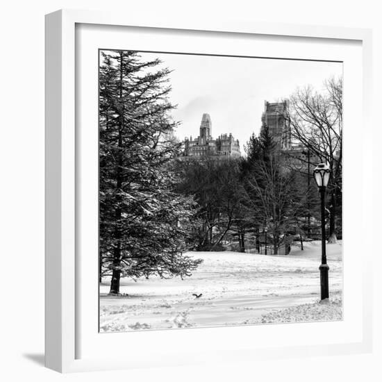 View of Central Park with a Squirrel running around on the Snow-Philippe Hugonnard-Framed Photographic Print