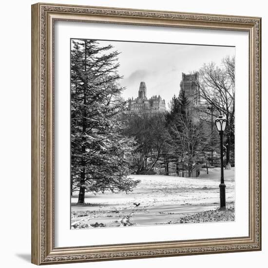 View of Central Park with a Squirrel running around on the Snow-Philippe Hugonnard-Framed Photographic Print
