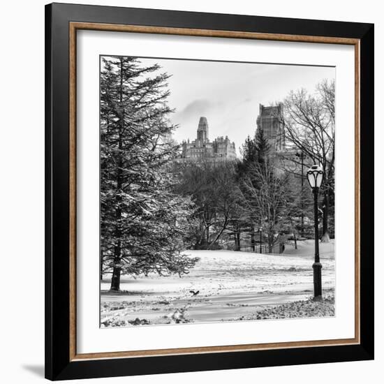 View of Central Park with a Squirrel running around on the Snow-Philippe Hugonnard-Framed Photographic Print