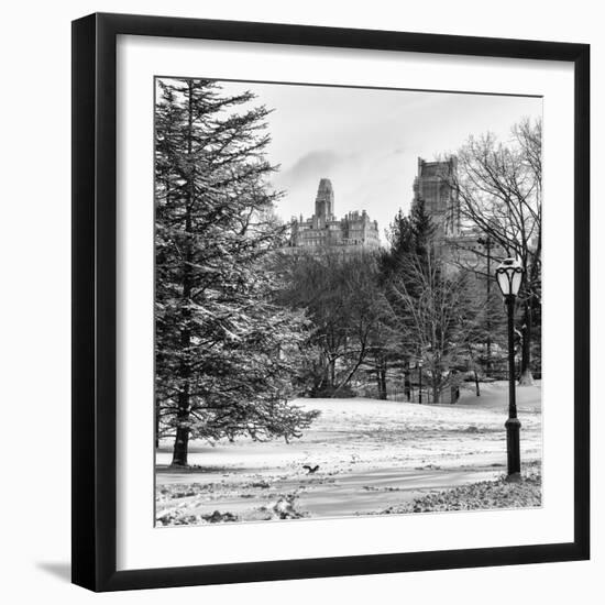 View of Central Park with a Squirrel running around on the Snow-Philippe Hugonnard-Framed Photographic Print