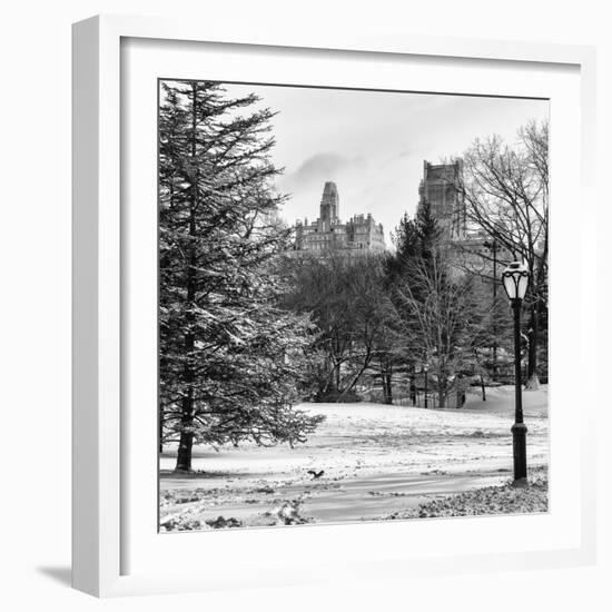 View of Central Park with a Squirrel running around on the Snow-Philippe Hugonnard-Framed Photographic Print