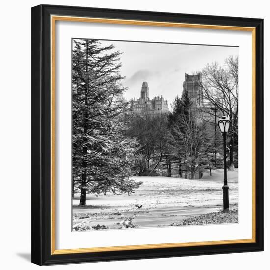 View of Central Park with a Squirrel running around on the Snow-Philippe Hugonnard-Framed Photographic Print