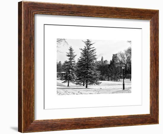 View of Central Park with a Squirrel running around on the Snow-Philippe Hugonnard-Framed Art Print