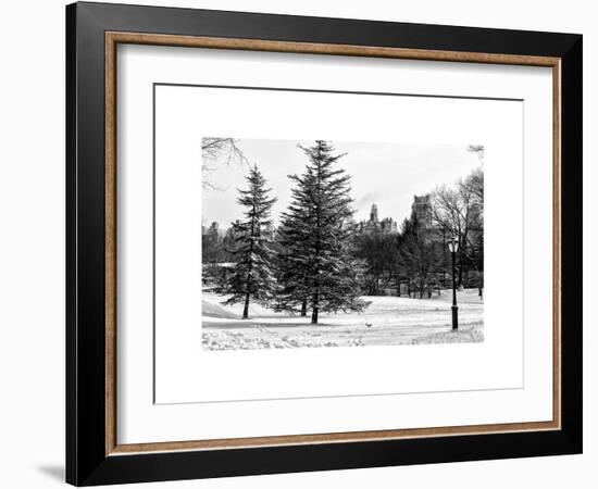 View of Central Park with a Squirrel running around on the Snow-Philippe Hugonnard-Framed Art Print