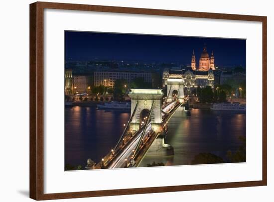 View of Chain Bridge and Pest-Jon Hicks-Framed Photographic Print