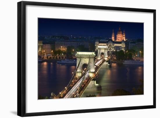 View of Chain Bridge and Pest-Jon Hicks-Framed Photographic Print