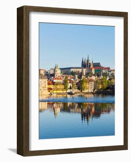 View of Charles Bridge over Vltava River and Gradchany (Prague Castle) and St. Vitus Cathedral-f9photos-Framed Photographic Print