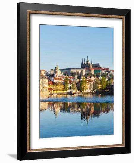 View of Charles Bridge over Vltava River and Gradchany (Prague Castle) and St. Vitus Cathedral-f9photos-Framed Photographic Print