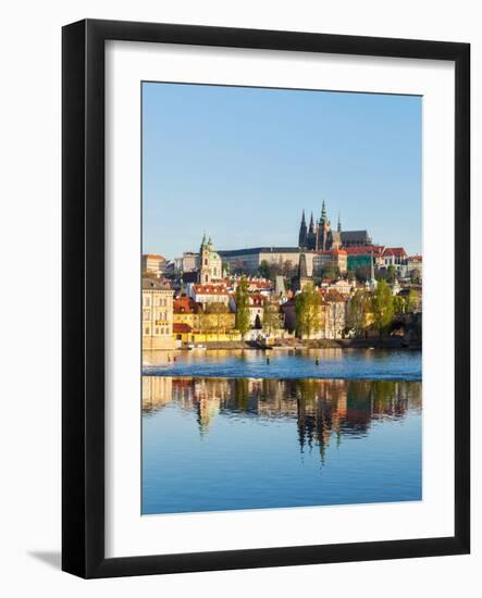 View of Charles Bridge over Vltava River and Gradchany (Prague Castle) and St. Vitus Cathedral-f9photos-Framed Photographic Print