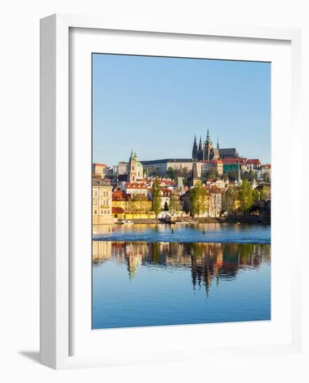 View of Charles Bridge over Vltava River and Gradchany (Prague Castle) and St. Vitus Cathedral-f9photos-Framed Photographic Print