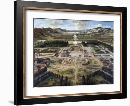 View of Chateau and Gardens of Versailles, Taken from Paris Avenue-Pierre Patel-Framed Art Print