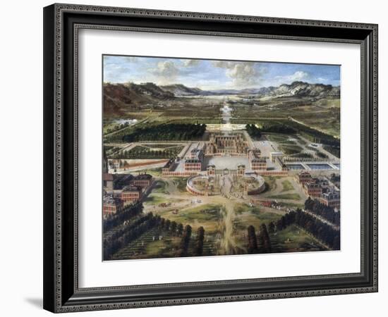 View of Chateau and Gardens of Versailles, Taken from Paris Avenue-Pierre Patel-Framed Art Print