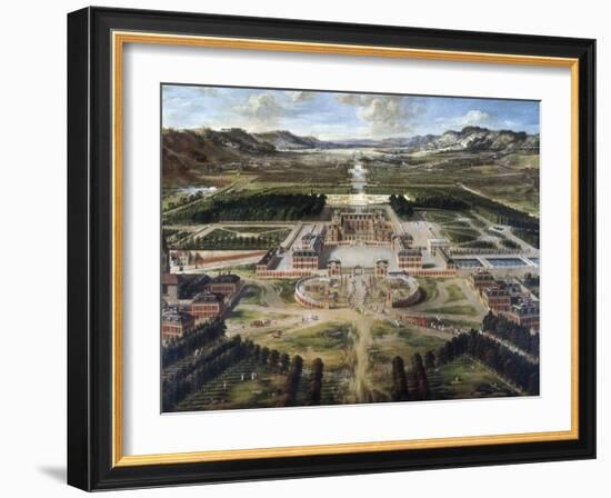 View of Chateau and Gardens of Versailles, Taken from Paris Avenue-Pierre Patel-Framed Art Print