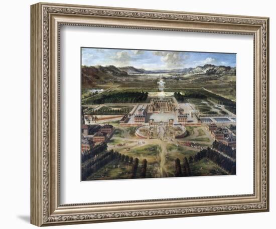 View of Chateau and Gardens of Versailles, Taken from Paris Avenue-Pierre Patel-Framed Art Print