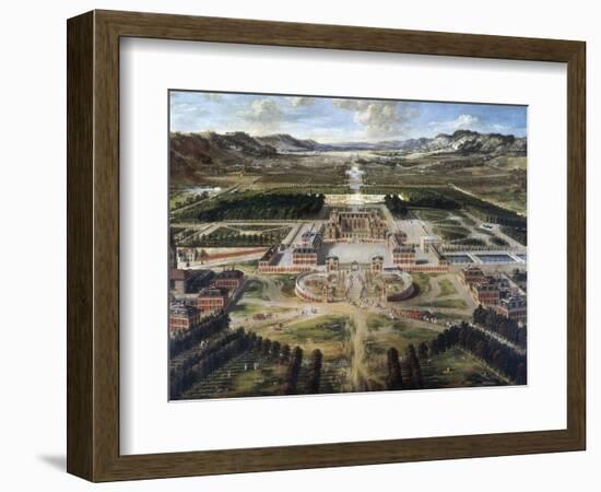 View of Chateau and Gardens of Versailles, Taken from Paris Avenue-Pierre Patel-Framed Art Print