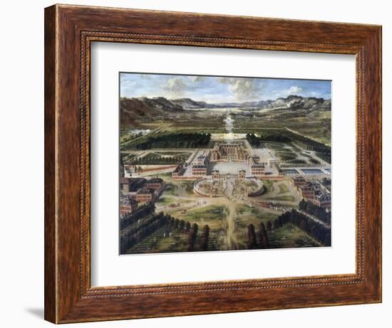 View of Chateau and Gardens of Versailles, Taken from Paris Avenue-Pierre Patel-Framed Art Print