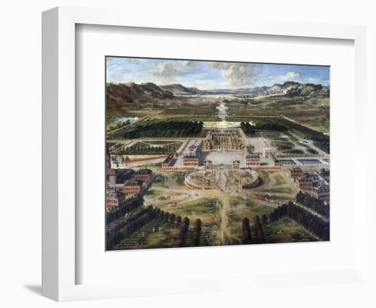 View of Chateau and Gardens of Versailles, Taken from Paris Avenue-Pierre Patel-Framed Art Print