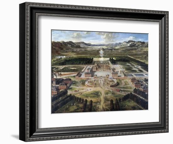 View of Chateau and Gardens of Versailles, Taken from Paris Avenue-Pierre Patel-Framed Art Print