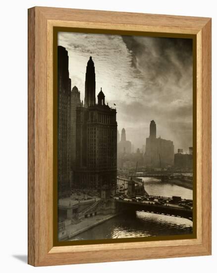 View of Chicago Sky and Skyscrapers-null-Framed Premier Image Canvas