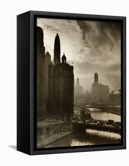 View of Chicago Sky and Skyscrapers-null-Framed Premier Image Canvas