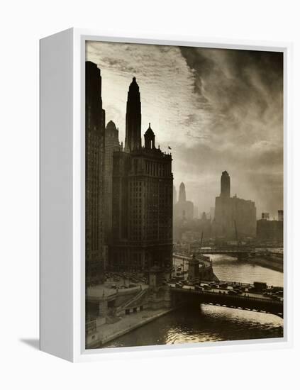 View of Chicago Sky and Skyscrapers-null-Framed Premier Image Canvas