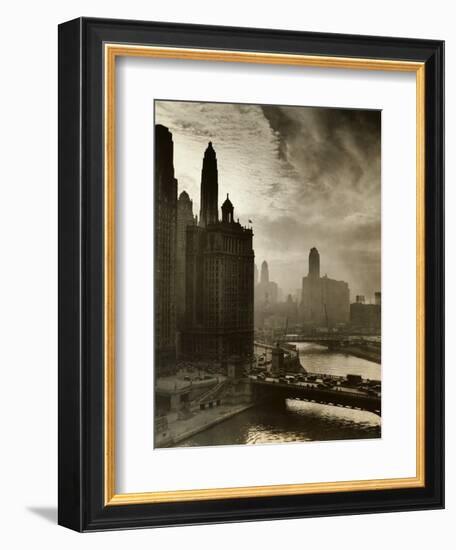 View of Chicago Sky and Skyscrapers--Framed Photographic Print