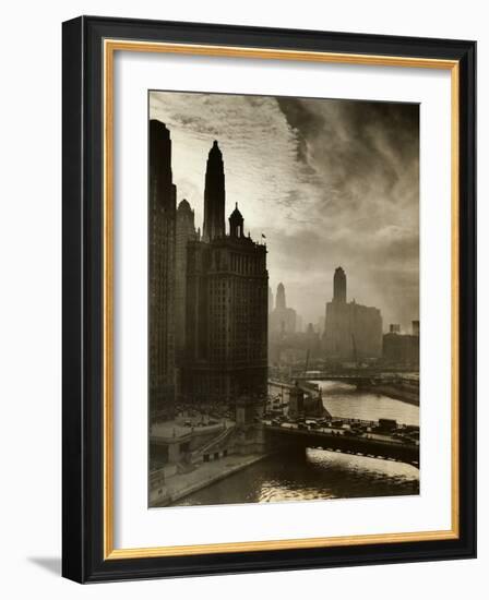 View of Chicago Sky and Skyscrapers-null-Framed Photographic Print