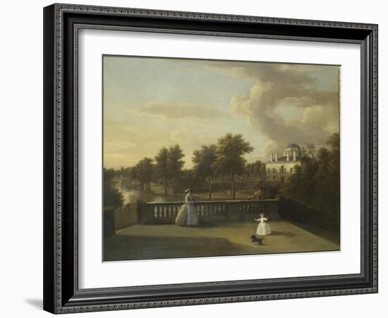 View of Chiswick Villa from a Balcony Above the Cascade with the Lake, 1742-George Lambert-Framed Premium Giclee Print