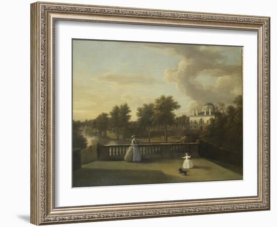 View of Chiswick Villa from a Balcony Above the Cascade with the Lake, 1742-George Lambert-Framed Giclee Print