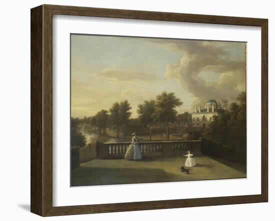 View of Chiswick Villa from a Balcony Above the Cascade with the Lake, 1742-George Lambert-Framed Giclee Print