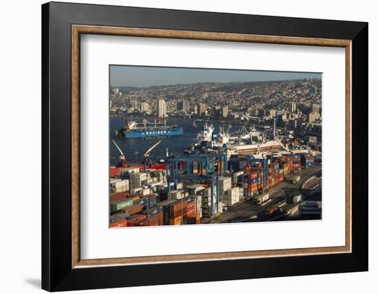 View of City and Ports from Paseo 21 De Mayo, Cerro Playa Ancha, Valparaiso-Ben Pipe-Framed Photographic Print